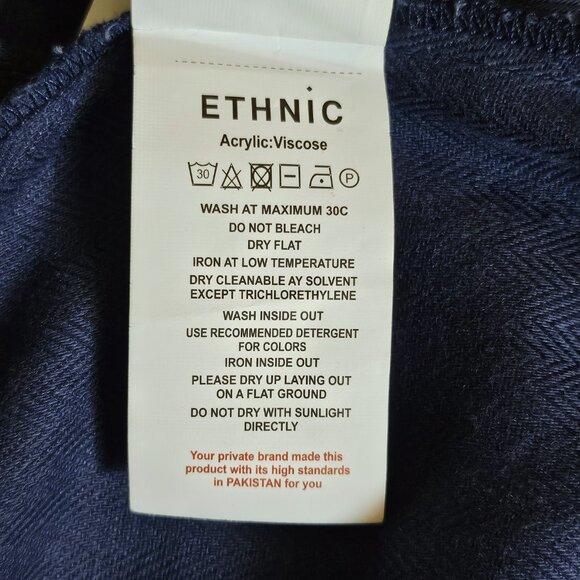 ETHNIC Blue Embroidered 3/4 Sleeve Tunic Short Dress Size Small - Picture 8 of 8